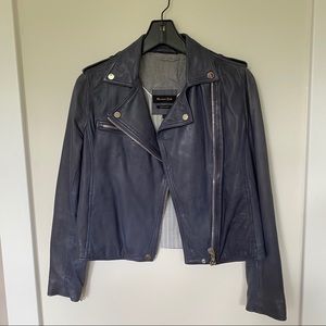 Massimo Dutti navy leather jacket (medium)